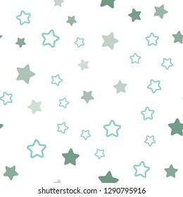 Light Blue, Green vector seamless texture with beautiful stars. Decorative shining illustration with stars on abstract template. Texture for window blinds, curtains.