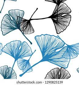 Light Blue, Green vector seamless abstract pattern with leaves. An elegant bright illustration with leaves in Natural style. Pattern for trendy fabric, wallpapers.