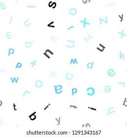 Light Blue, Green vector seamless layout with latin alphabet. Abstract illustration with colored latin alphabet. Pattern for design of fabric, wallpapers.