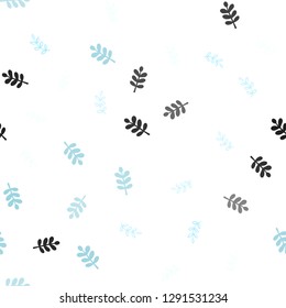 Light Blue, Green vector seamless abstract design with leaves. Decorative illustration with doodles on abstract template. Template for business cards, websites.