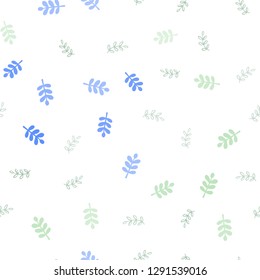 Light Blue, Green vector seamless doodle template with leaves. Colorful illustration in doodle style with leaves. Design for wallpaper, fabric makers.