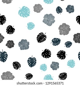 Light Blue, Green vector seamless abstract backdrop with flowers, leaves. Brand new colored illustration with leaves and flowers. Pattern for trendy fabric, wallpapers.