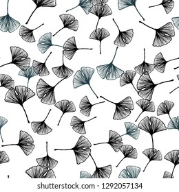 Light Blue, Green vector seamless doodle texture with leaves. Sketchy doodles with leaves on blurred background. Pattern for trendy fabric, wallpapers.