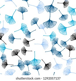 Light Blue, Green vector seamless elegant background with leaves. A vague abstract illustration with leaves in doodles style. Design for textile, fabric, wallpapers.