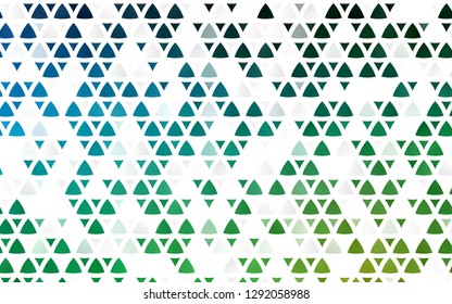 Light Blue, Green vector seamless texture in triangular style. Illustration with set of colorful triangles. Trendy design for wallpaper, fabric makers.