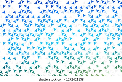 Light Blue, Green vector seamless cover in polygonal style. Abstract gradient illustration with triangles. Pattern for design of window blinds, curtains.
