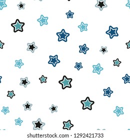Light Blue, Green vector seamless texture with beautiful stars. Stars on blurred abstract background with gradient. Pattern for trendy fabric, wallpapers.