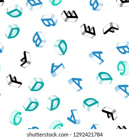 Light Blue, Green vector seamless layout with 3D latin alphabet. Abstract illustration with 3D ABC symbols. Template for business cards, websites.