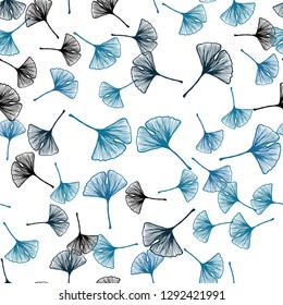 Light Blue, Green vector seamless doodle pattern with leaves. Colorful abstract illustration with leaves in doodle style. Texture for window blinds, curtains.