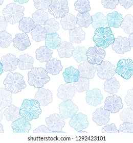 Light Blue, Green vector seamless natural background with flowers. Flowers in natural style on white background. Template for business cards, websites.