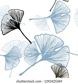 Light Blue, Green vector seamless natural pattern with leaves. leaves on blurred abstract background with gradient. Design for textile, fabric, wallpapers.