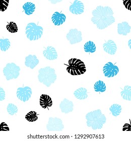 Light Blue, Green vector seamless natural pattern with flowers, leaves. Creative illustration in blurred style with leaves, flowers. Template for business cards, websites.