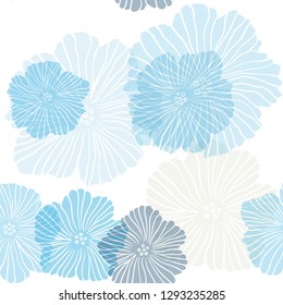 Light Blue, Green vector seamless doodle layout with flowers. Colorful illustration in doodle style with flowers. Design for textile, fabric, wallpapers.