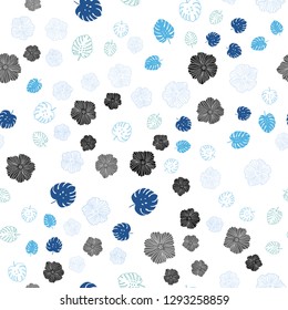 Light Blue, Green vector seamless abstract design with leaves, flowers. Colorful abstract illustration with leaves in doodle style. Pattern for trendy fabric, wallpapers.