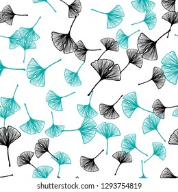 Light Blue, Green vector seamless natural pattern with leaves. New colorful illustration in doodle style with leaves. Texture for window blinds, curtains.