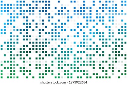 Light Blue, Green vector seamless pattern in square style. Glitter abstract illustration with rectangular shapes. Template for business cards, websites.
