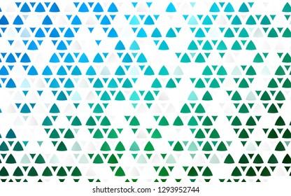 Light Blue, Green vector seamless template with crystals, triangles. Beautiful illustration with triangles in nature style. Pattern for design of window blinds, curtains.