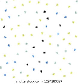 Light Blue, Green vector seamless texture with colored snowflakes. Colorful snowflakes with gradient on abstract background. Pattern for trendy fabric, wallpapers.