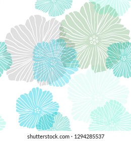 Light Blue, Green vector seamless doodle background with flowers. Brand new colored illustration with flowers. Pattern for design of fabric, wallpapers.