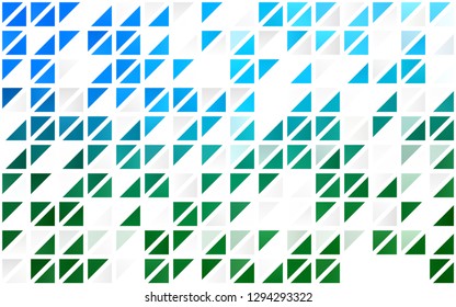 Light Blue, Green vector seamless cover in polygonal style. Decorative design in abstract style with triangles. Pattern for design of window blinds, curtains.