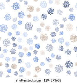 Light Blue, Green vector seamless pattern with christmas snowflakes. Decorative shining illustration with snow on abstract template. Pattern for design of window blinds, curtains.