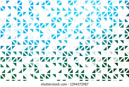 Light Blue, Green vector seamless texture in triangular style. Glitter abstract illustration with triangular shapes. Trendy design for wallpaper, fabric makers.