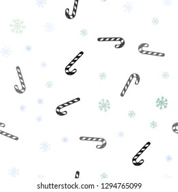 Light Blue, Green vector seamless background with tasty xmas sweets.