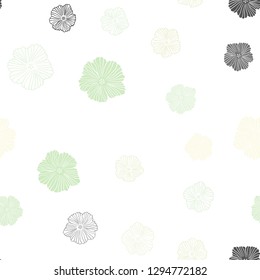 Light Blue, Green vector seamless doodle pattern with flowers. Modern abstract illustration with flowers. Texture for window blinds, curtains.