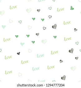 Light Blue, Green vector seamless template with text LOVE YOU, hearts. Romantic illustration with colorful phrase LOVE YOU, hearts. Design for wallpaper, fabric makers.