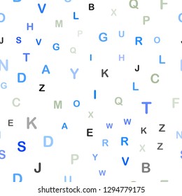 Light Blue, Green vector seamless template with isolated letters. Abstract illustration with colored latin alphabet. Pattern for design of fabric, wallpapers.