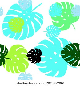 Light Blue, Green vector seamless doodle pattern with leaves. Colorful illustration in doodle style with leaves. Design for wallpaper, fabric makers.