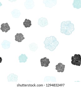 Light Blue, Green vector seamless doodle template with flowers. Sketchy doodle flowers on white background. Template for business cards, websites.