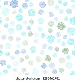 Light Blue, Green vector seamless elegant template with flowers. Glitter abstract illustration with flowers. Design for textile, fabric, wallpapers.