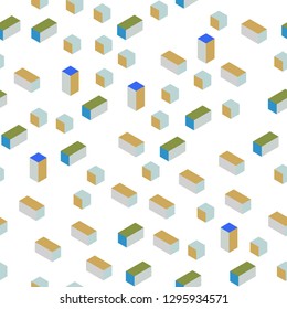 Light Blue, Green vector seamless, isometric backdrop with rhombus. Modern abstract illustration with colorful rectangles. Texture for window blinds, curtains.