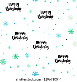 Light Blue, Green vector seamless texture with colored snowflakes. Colorful snowflakes with gradient on abstract background. Design for textile, fabric, wallpapers.