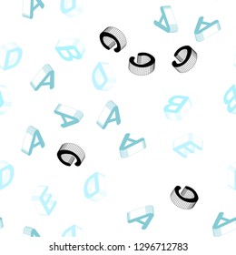 Light Blue, Green vector seamless layout with 3D latin alphabet. Modern geometrical illustration with 3D ABC english symbols. Design for textile, fabric, wallpapers.