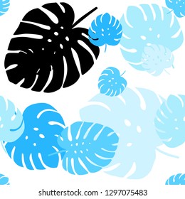 Light Blue, Green vector seamless abstract pattern with leaves. Sketchy doodles with leaves on blurred background. Template for business cards, websites.