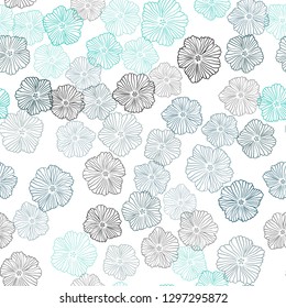 Light Blue, Green vector seamless elegant wallpaper with flowers. Colorful illustration in doodle style with flowers. Design for textile, fabric, wallpapers.