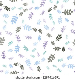 Light Blue, Green vector seamless elegant template with leaves, branches. Shining colored illustration with leaves and branches. Texture for window blinds, curtains.