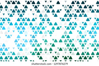 Light Blue, Green vector seamless background with triangles. Triangles on abstract background with colorful gradient. Pattern for design of fabric, wallpapers.