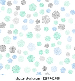 Light Blue, Green vector seamless abstract background with flowers. Creative illustration in blurred style with flowers. Template for business cards, websites.