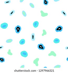 Light Blue, Green vector seamless cover with spots. Modern abstract illustration with colorful water drops. Pattern for design of window blinds, curtains.