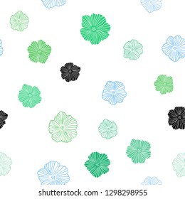 Light Blue, Green vector seamless natural background with flowers. Creative illustration in blurred style with flowers. Pattern for trendy fabric, wallpapers.