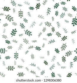 Light Blue, Green vector seamless natural artwork with leaves, branches. Decorative design in Indian style on white background. Template for business cards, websites.