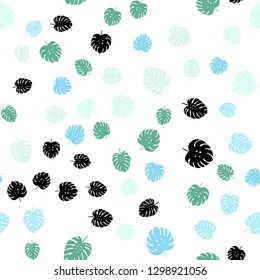 Light Blue, Green vector seamless natural background with leaves. Colorful illustration in doodle style with leaves. Template for business cards, websites.