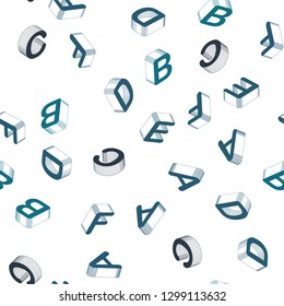 Light Blue, Green vector seamless template with 3D isolated letters. Abstract illustration with 3D ABC symbols. Pattern for trendy fabric, wallpapers.