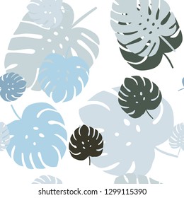 Light Blue, Green vector seamless doodle pattern with leaves. A vague abstract illustration with leaves in doodles style. Design for wallpaper, fabric makers.