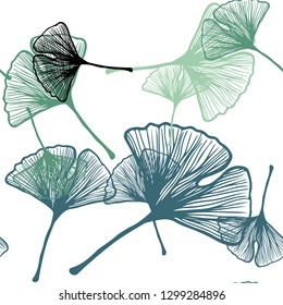 Light Blue, Green vector seamless natural background with leaves. An elegant bright illustration with leaves in Natural style. Pattern for trendy fabric, wallpapers.