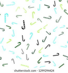 Light Blue, Green vector seamless layout with christmas sweet desserts.