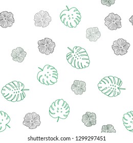 Light Blue, Green vector seamless elegant wallpaper with flowers, leaves. Modern abstract illustration with leaves and flowers. Texture for window blinds, curtains.